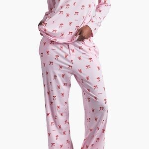 SKIMS Pink Candy Cane Pajama Set